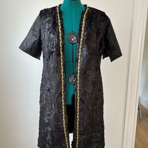 Handmade Black Faux Fur & Leather Sleeve Vest